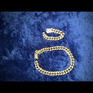 Cuban Link Bracelet and Necklace (VVS Simulate)